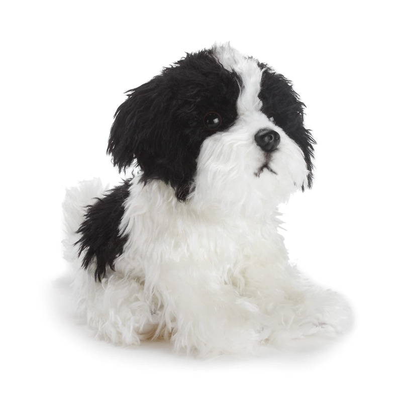 Demdaco Sitting Small Havanese Dog Black And White Children'S Plush Stuffed Animal
