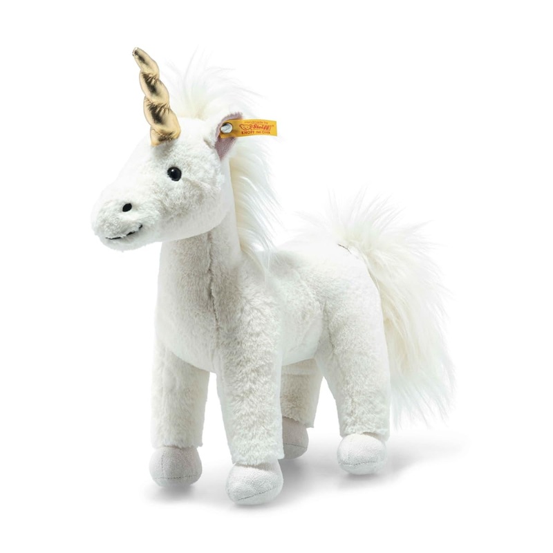 Steiff Unica Unicorn, Premium Unicorn Stuffed Animal, Standing Stuffed Unicorn Toy With Golden Horn (White, 11')