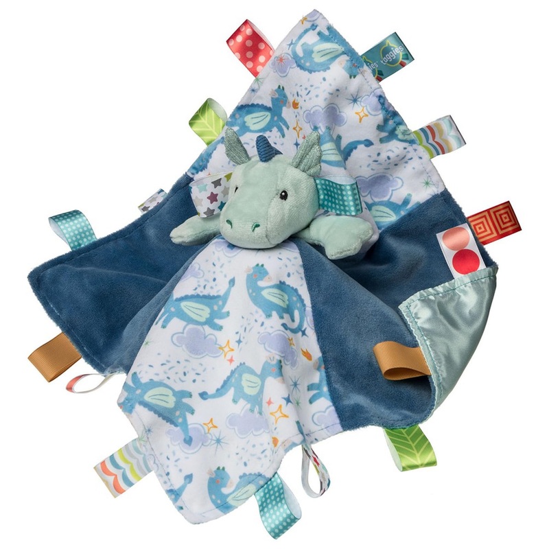 Taggies Stuffed Animal Lovey Security Blanket With Sensory Tags, 13 X 13-Inches, Drax Dragon