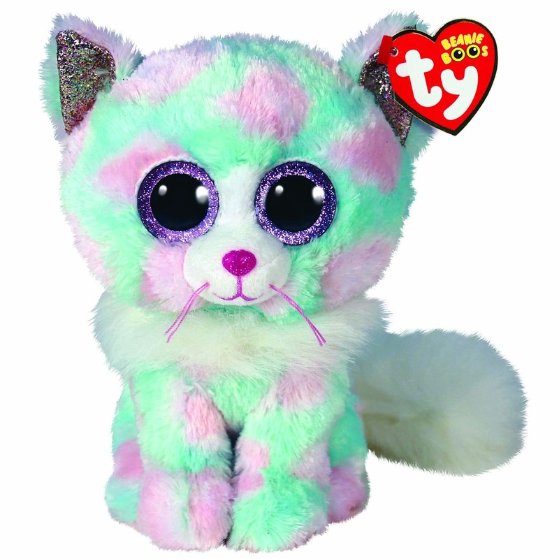 Ty 2008079 Opal, Topseller, Sammeln, Spielen, Kuscheln, Bliebt, S, Auergwhnlich, Fantastisch Cat Plush Toy, Green/Pink, 23 Cm