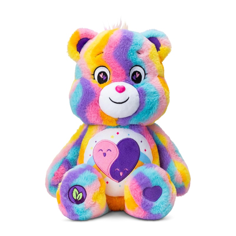 Care Bears 14' Friends Forever Bear Plushie - Tie-Dye Multicolored Made From Recycled Materials! Soft And Huggable!  Good For Girls And Boys, Employees, Collectors, Ages 4+