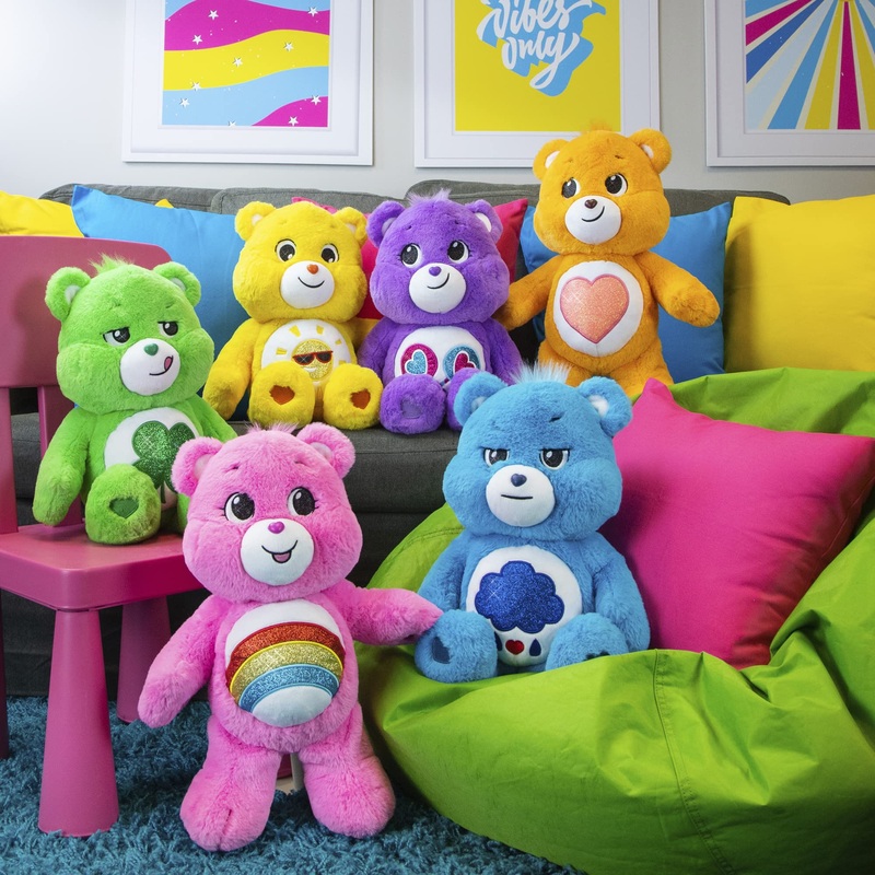 Care Bears 18' Plush - Funshine Bear With Glitter Belly Badge - Soft Huggable Material!