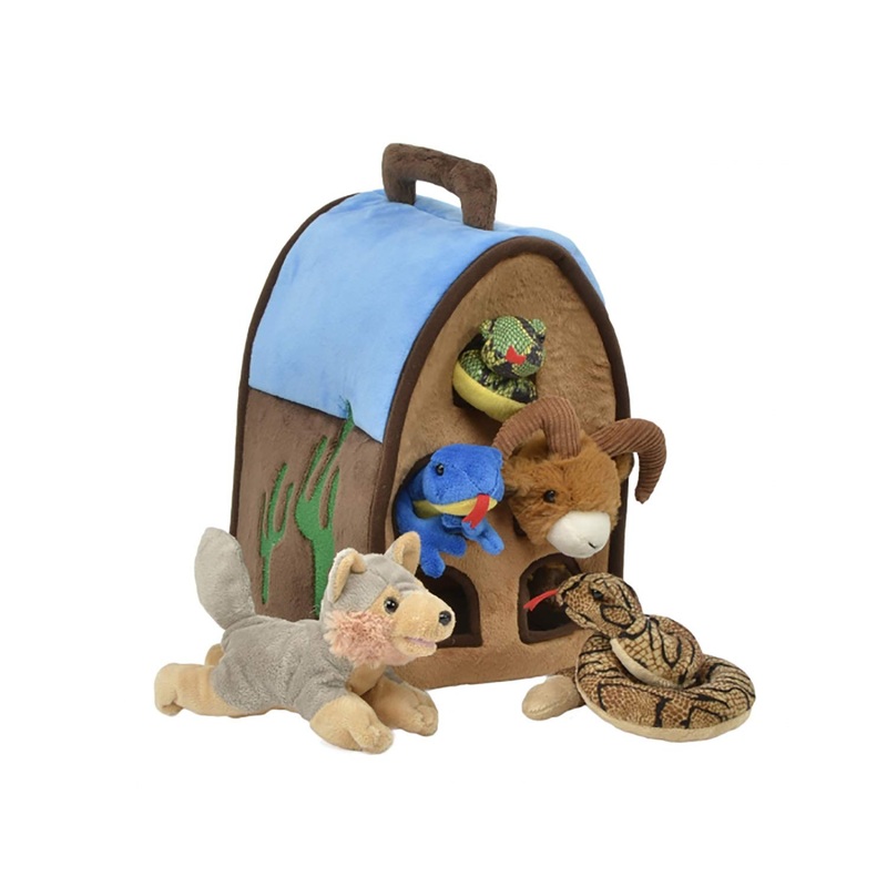 Desert Barn- 5 Stuffed Animals In Desert Carrying Barn Case