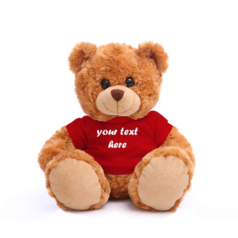 Plushland Teddy Bear 11 Inch, Stuffed Animal Personalized Gift - Great Present For Mothers Day, Valentine Day, Graduation, Birthday,Anniversary, Get Well,Christmas (Mocha Bear, Pink)