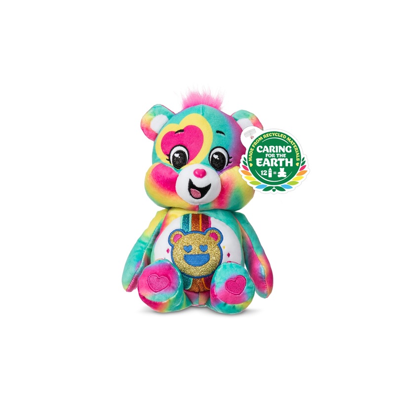 Care Bears 9' Glitter Good Vibes Bear - Tie-Dye Multicolored, Made From Recycled Materials!  Good For Girls And Boys, Collectors, Ages 4+