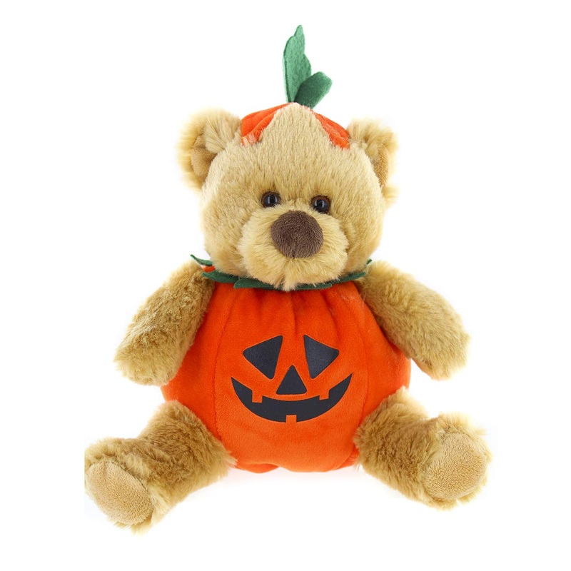 Plushland Halloween Plush Stuffed Animal Teddy Bear In Pumpkin Costume- Soft Toy - Gifts For Kids - 9 Inches