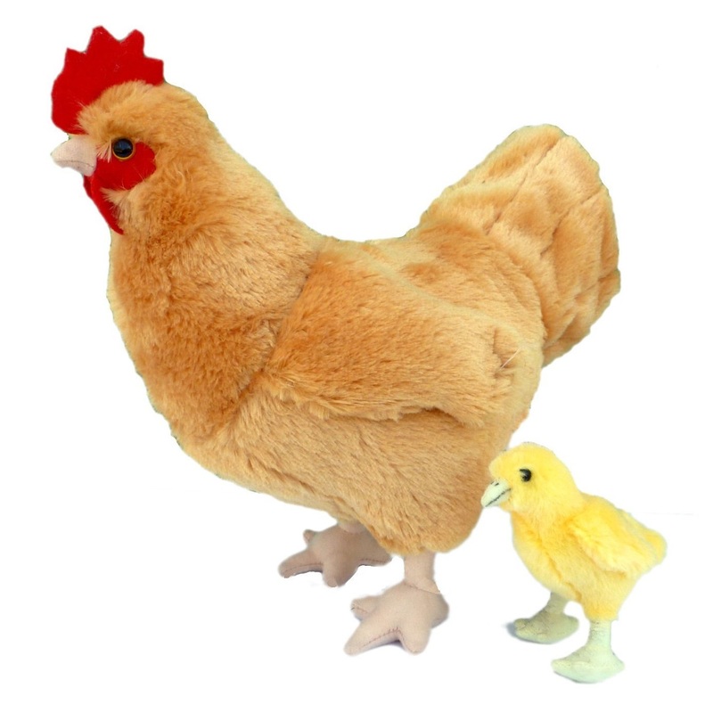 Adore 12' Standing Goldie The Hen Chicken With Baby Chick Plush Stuffed Animal Toy