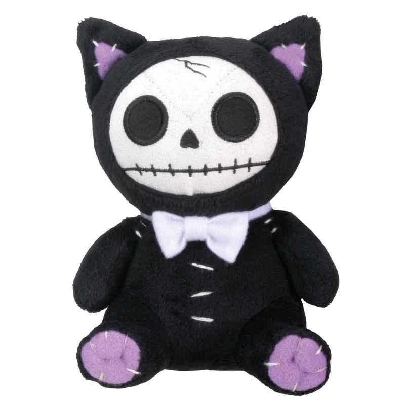 Summit Collection Furrybones Black Cat Mao Mao Wearing White Bow Tie Small Plush Doll