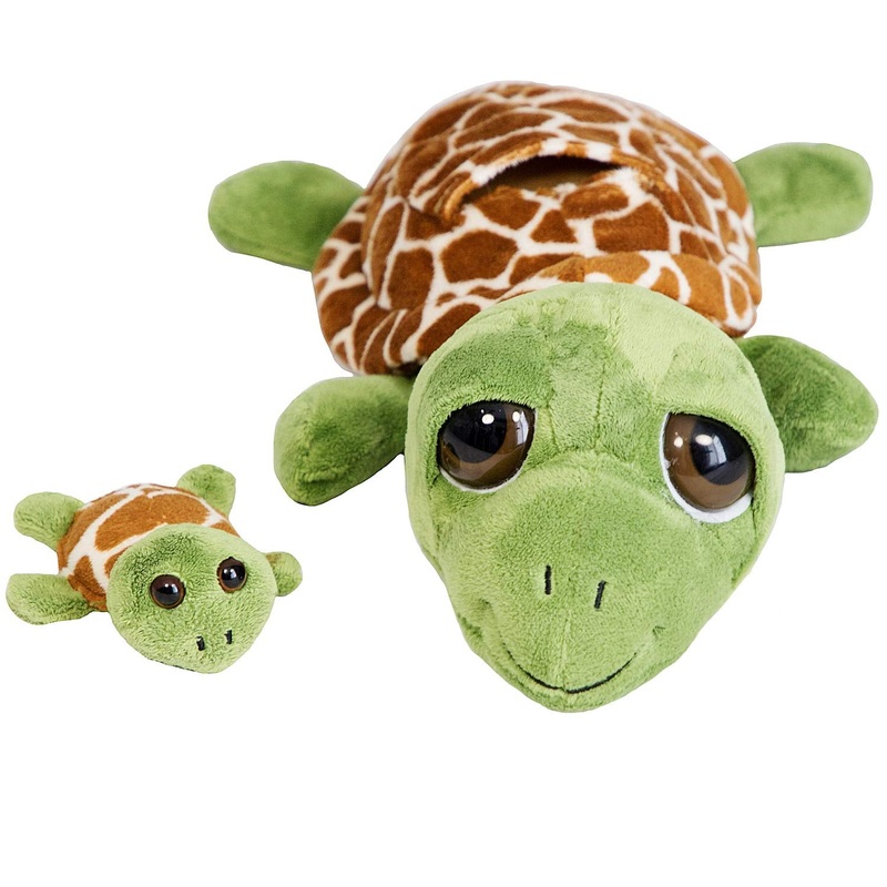 The Petting Zoo Mom And Baby Sea Turtle Stuffed Animal, Gifts For Kids, Pocketz Ocean Animals, Sea Turtle Plush Toy 12 Inches