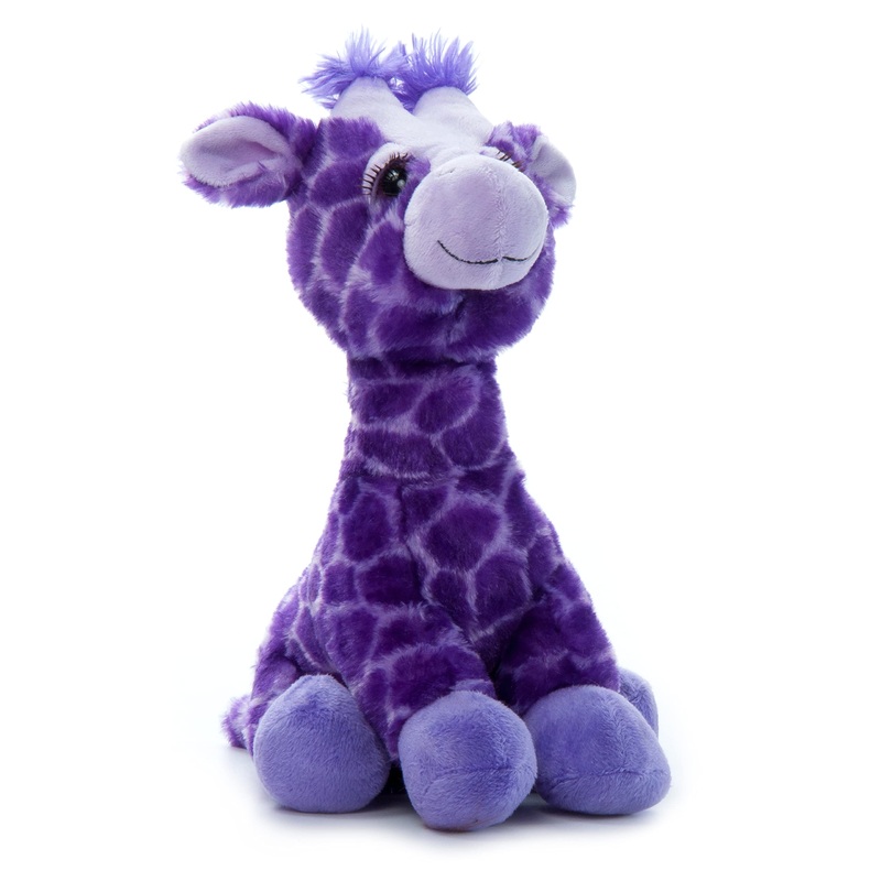 The Petting Zoo Purple Giraffe Stuffed Animal Plushie, LashZ Zoo Animals, Giraffe Plush Toy 12 Inches
