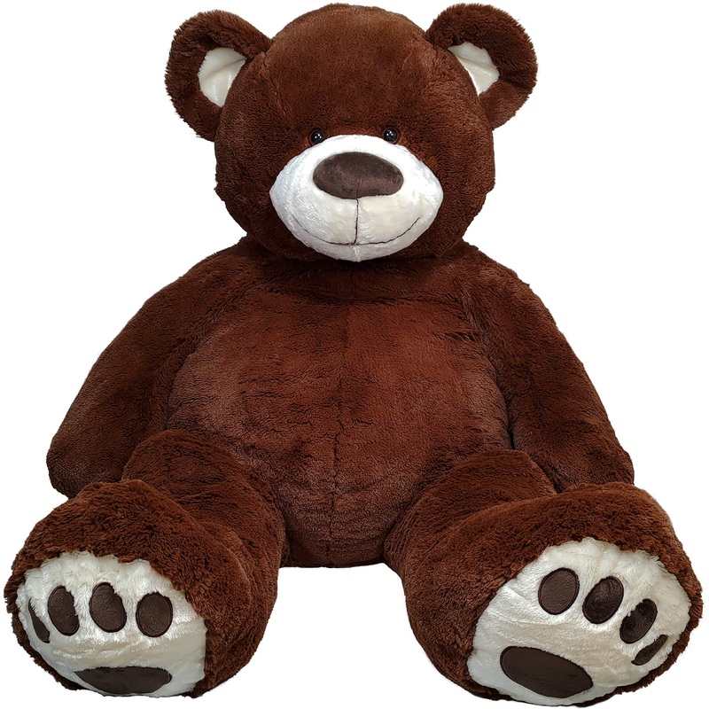 Anico 59' Tall (5 Feet) Giant Plush Chocolate Brown Teddy Bear With Embroidered Paws And Smiling Face, Fits In 2Xl Shirt!