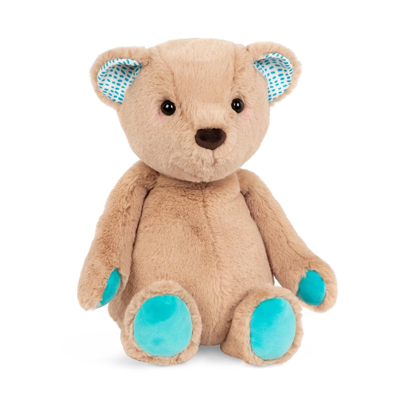 B. Toys- B. Softies-12' Plush Bear- Soft & Cuddly Plush Teddy Bear  Huggable Stuffed Animal Bear Toy  Washable  Newborns, Toddlers, Kids- Happy Hues-Cara-Mellow Bear- 0 Months +