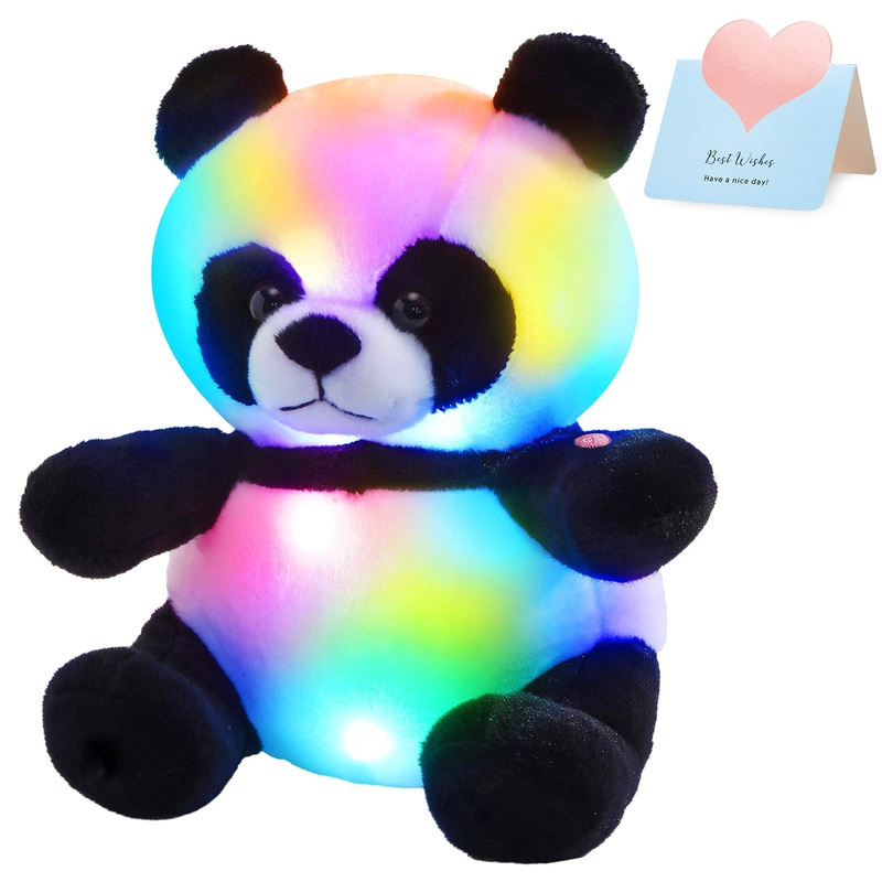 Bstaofy Light Up Panda Stuffed Animal Led Panda Bear Soft Plush Toys Glow In Dark Bedtime Companion With Night Lights Birthday For Toddler Kids, 12''
