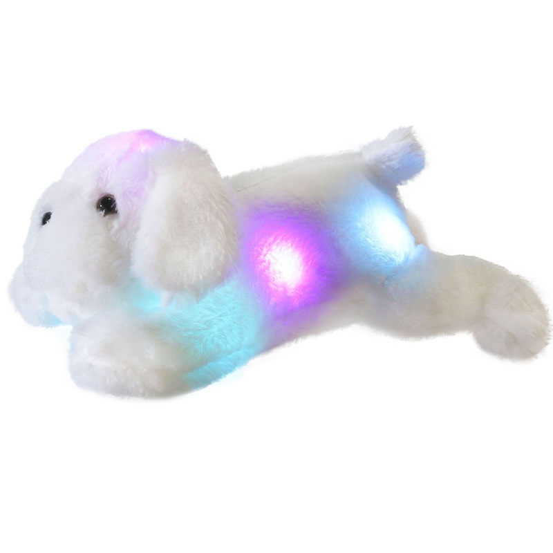 Wewill 18'' Light Up White Puppy Dog Led Stuffed Animal With Colorful Night Light Glow Soft Plush Toy Gifts For Kids On Christmas Birthday