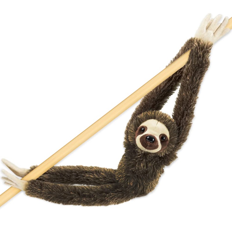 Artcreativity Brown Hanging Sloth Plush Toy, 28 Inch Stuffed Three-Toed Sloth With Realistic Design, Soft And Huggable, Cute Nursery Decor, Best Birthday Gift For Boys And Girls