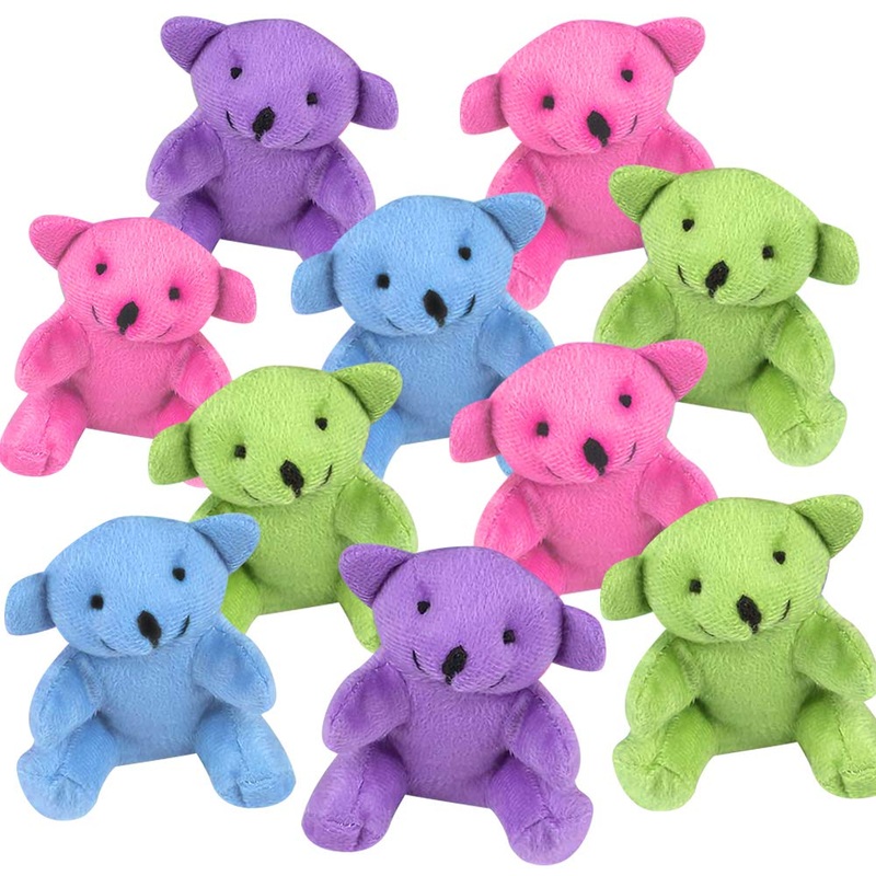 Artcreativity Neon Color Plush Bear, Set Of 12, Mini Stuffed Animals For Kids, Assorted Neon Colors, Cute And Cuddly Colored Bears For Nursery Dcor, Birthday Party Favors, And Fun Play