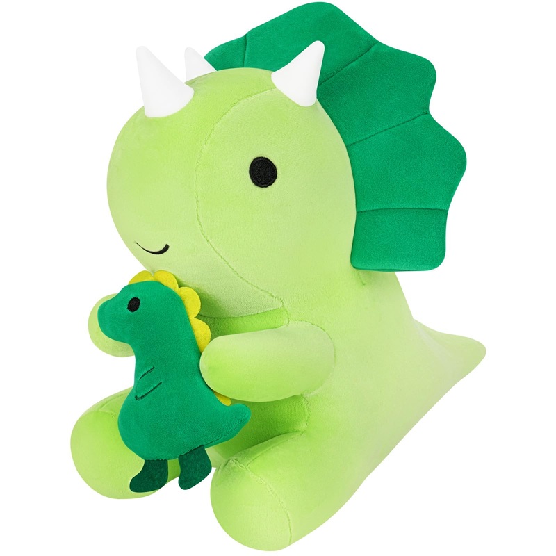 Auspicious Beginning 11.8'' Green Dinoasur Plush Stuffed Animal, Kawaii Soft Dino Plush Toys With Holding Cute Dinosaur Birthday Gift For Her Girls Boys, Valentine Day, Sweet Romantic Anniversary