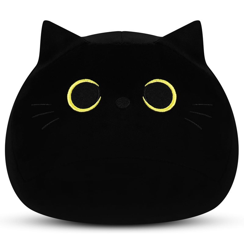 Black Cat Plush Toy-10'' Black Cat Stuffed Animal, Black Cat Anime Plush Cute Soft Plush Cat Plushie Stuffed Cat Toys, Cat Plush Pillows Toy Doll Decoration Doll Gift For Kids Girls Boys