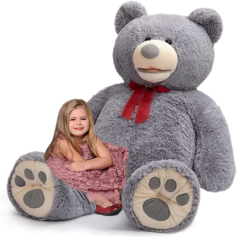 Hollyhome 5Ft Giant Teddy Bear Stuffed Animal Huge Teddy Bear Plush With Big Footprints Valentines Gift 5 Feet 5 Feet Grey