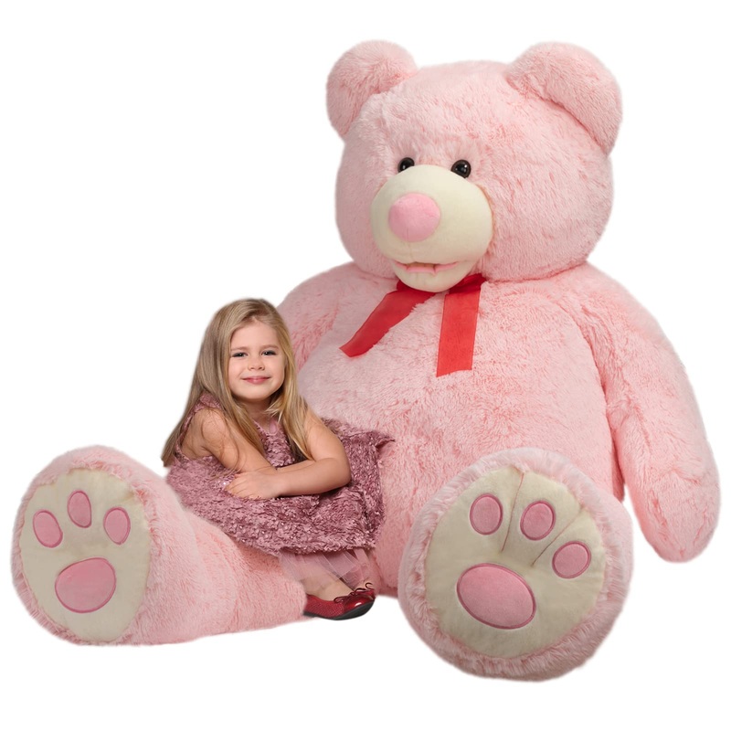 Hollyhome 5Ft Giant Teddy Bear Stuffed Animal Huge Teddy Bear Plush With Big Footprints Valentines Gift 5 Feet 5 Feet Pink