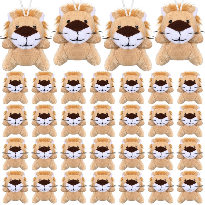 Shappy 50 Pcs Mini Animal Plush Toys Small Stuffed Animals Bulk Cute Tiny Plushies Keychains For Gift Party Carnival Prize(Lion)