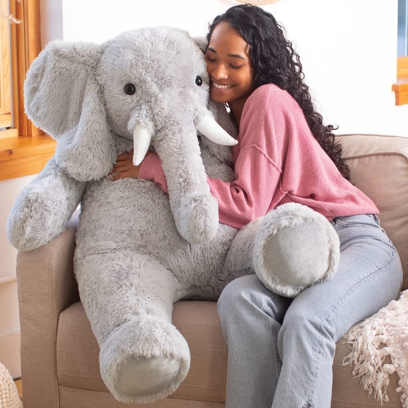 Vermont Teddy Bear Giant Elephant Stuffed Animal  4 Foot Big Stuffed Elephant Plush From Giant Cuddle Collection Collectible Plushie For All Ages  Finished In The Usa