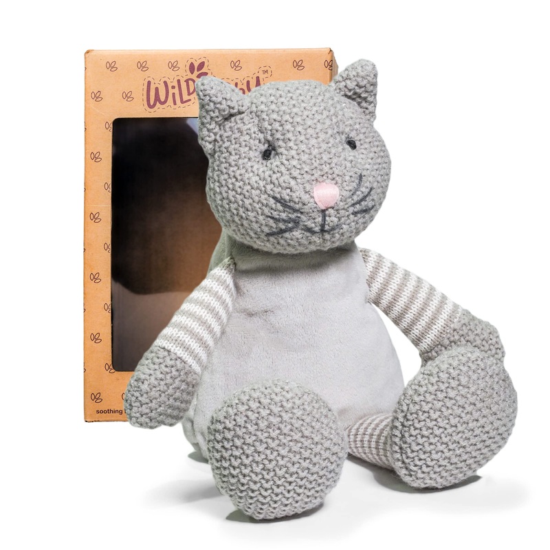 Wild Baby Cat Stuffed Animals, Warmie For Kids, 12 Inch, Microwavable, Heatable Clay Beads, Squishmallow Plush Pal With Dried Lavender Aromatherapy, Soft & Cuddly, Kids Gifts Box Ready