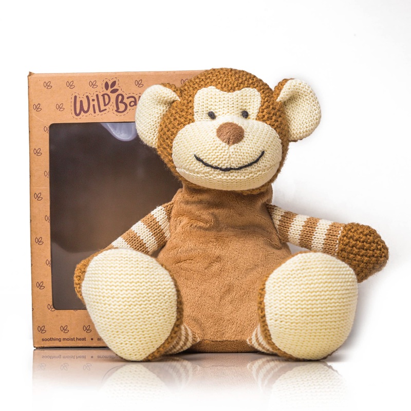 Wild Baby Monkey Stuffed Animals, Warmie For Kids, 12 Inch, Microwavable, Heatable Clay Beads, Squishmallow Plush Pal With Dried Lavender Aromatherapy, Soft & Cuddly