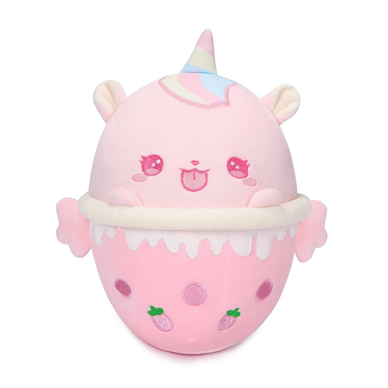 Aixini Unicorn Boba Plush 10 Inch Bubble Tea Stuffed Animal Cute Soft Boba Milk Tea Food Plushie Toy