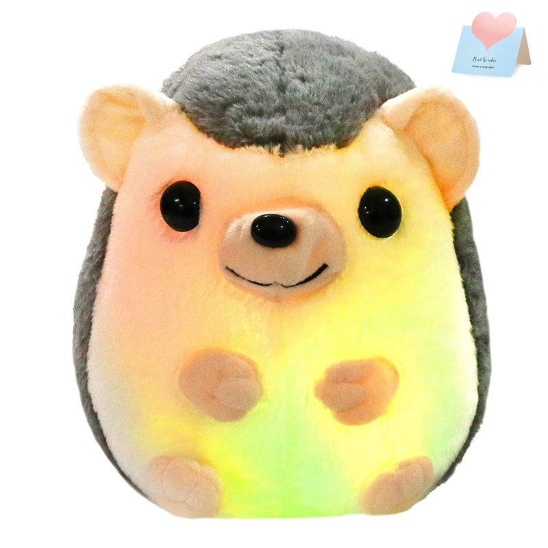 Bstaofy 10'' Light Up Hedgehog Stuffed Animal Glow Soft Plush Toy Led Nightlight Bedtime Gift For Toddlers Kids On Birthday Christmas