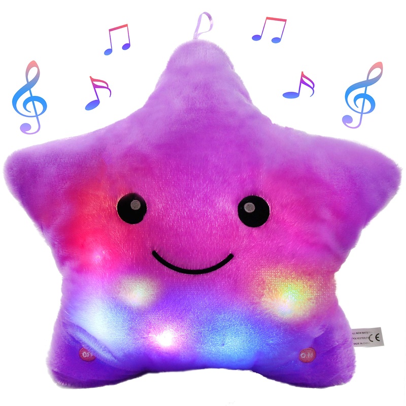 Bstaofy 13 Led Musical Twinkle Star Glow Lullaby Nightlight Stuffed Animals Light Up Toys Afraid Of Dark Singing Birthday Valentines Christmas For Toddlers, Purple