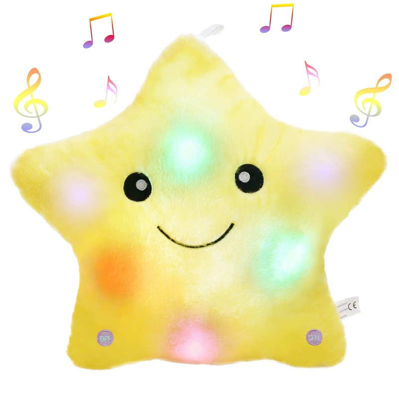 Bstaofy 13 Led Musical Twinkle Star Light Up Lullaby Glow Stuffed Animal Toys Soothe Kids Emotions Birthday Valentines Christmas Festival Gift For Toddlers, Yellow