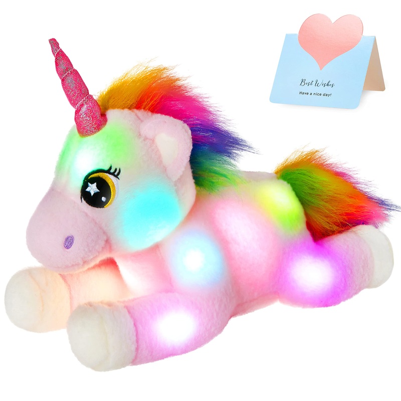 Bstaofy Big Light Up Pink Unicorn Stuffed Animal Led Unicorn Soft Plush Toy Birthday Valentines Christmas For Kids Girls 16.5