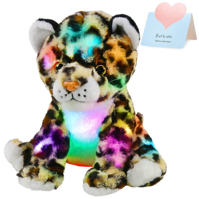Bstaofy Light Up Cheetah Plush Led Leopard Stuffed Animals Night Light Companion Bedtime Jungle Toys Glow Afraid Of Dark, 10