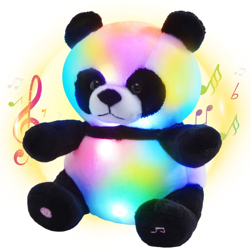 Bstaofy Musical Light Up Panda Stuffed Animal Realistic Led Soft Plush Toy With Night Lights Glow In The Dark Birthday For Toddler Kids