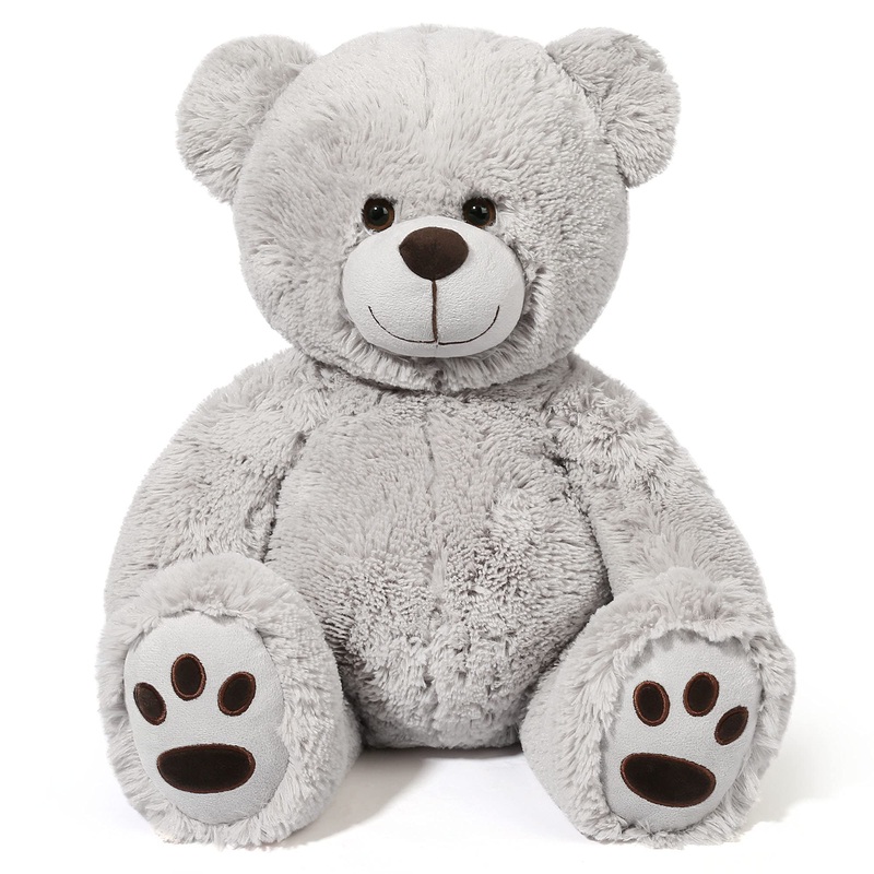 Lotfancy Teddy Bear Stuffed Animal, 20 Inch Gray Stuffed Bear Plush Toy, With Cute Footprints, Gift For Kids Baby Toddlers On Baby Shower, Birthday, Christmas, Valentine'S Day, Easter Decoration