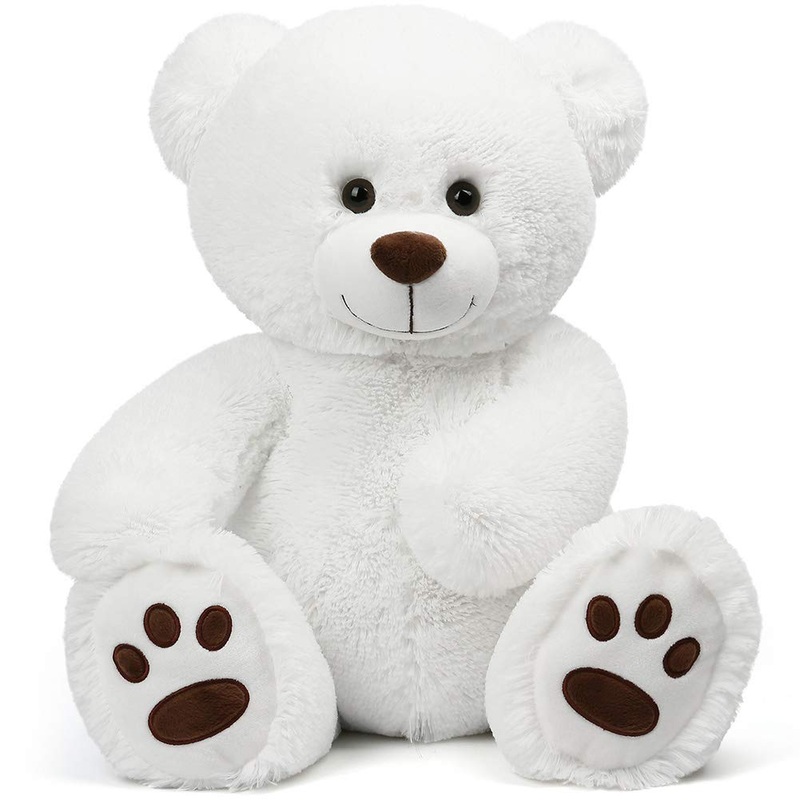 Lotfancy Teddy Bear Stuffed Animal, 20 Inch, White Teddy Bear Plush Toy, Cute Face With Big Footprints, Plushies Gifts For Girls, Girlfriend, Wife On Valentine'S, Birthday, Easter Decoration