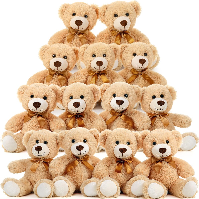 Maogolan 13Pcs Bulk Teddy Bears Stuffed Animals Baby Shower, Soft Small Stuffed Teddy Bears In Bulk, 13.5' Cuddly Mini Teddy Bears Centerpiece Baby Shower,Wedding,Party,Engagement