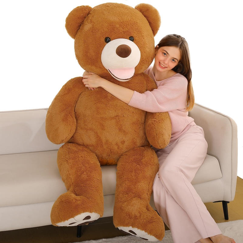 Maogolan Big Teddy Bear 5Ft Tall With Smiling Face, Fluffy Giant Stuffed Teddy Bear Valentines For Girlfriend Boyfriend, Anniversary,Long Distance, Dark Brown