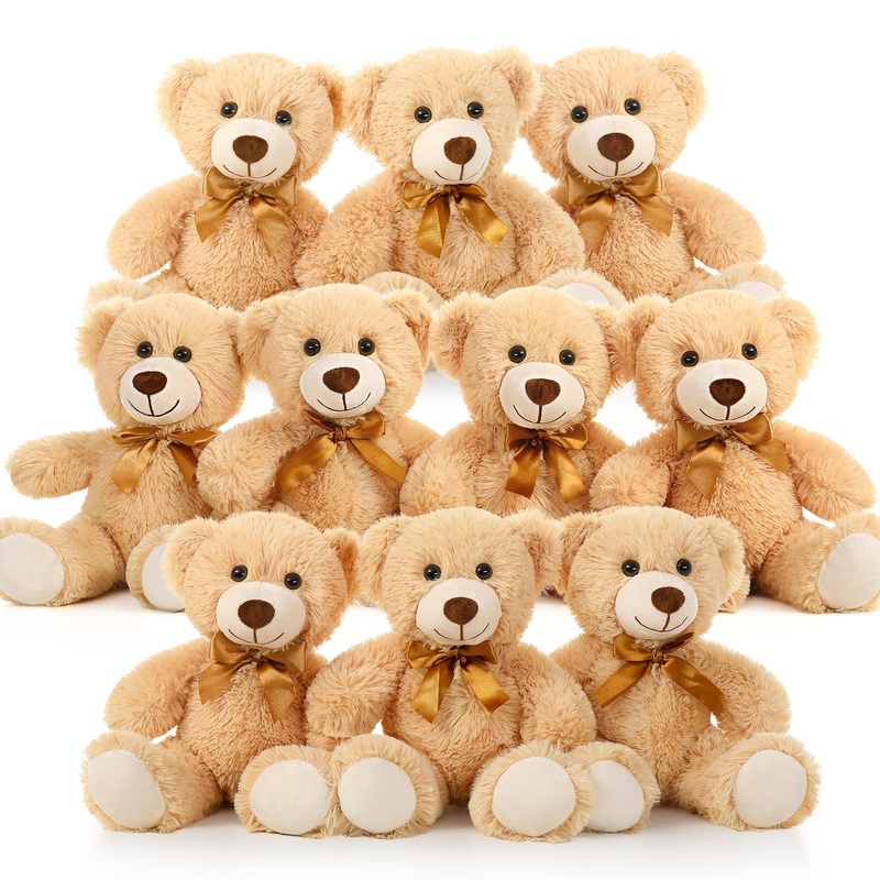 Maogolan Bulk Teddy Bear Baby Shower, 10 Packs Small Teddy Bear Stuffed Animals In Bulk,13.5' Small Stuffed Bears Plush For Wedding,Birthday,Christmas, Party Decorations