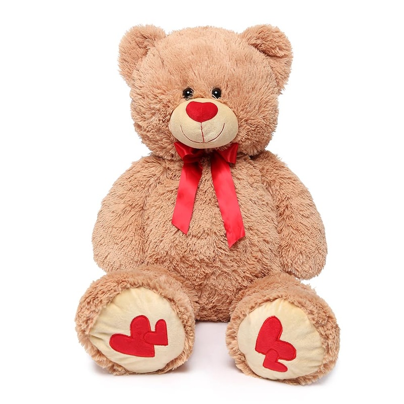 Maogolan Giant Teddy Bear 35' Stuffed Animal - Red Heart Footprints Big Teddy Bear Plush For Valentines Gift,Anniversary,Long Distance