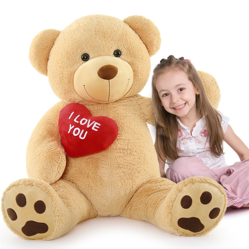Maogolan Giant Teddy Bear 52' Stuffed Animal - I Love You Red Heart Big Teddy Bear Plush For Valentines Gift,Anniversary,Long Distance