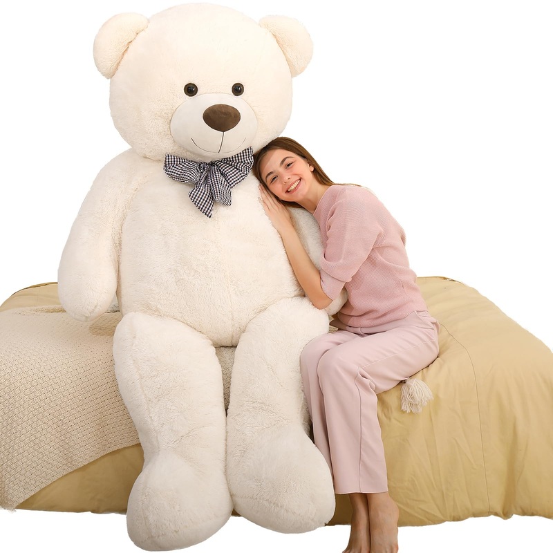 Maogolan Giant White Teddy Bear Stuffed Animal 6 Feet,Soft Cuddly Smiling Face Big Life Size Valentines Teddy Bear Plush Gift For Boyfriend Girlfriend,Brithday