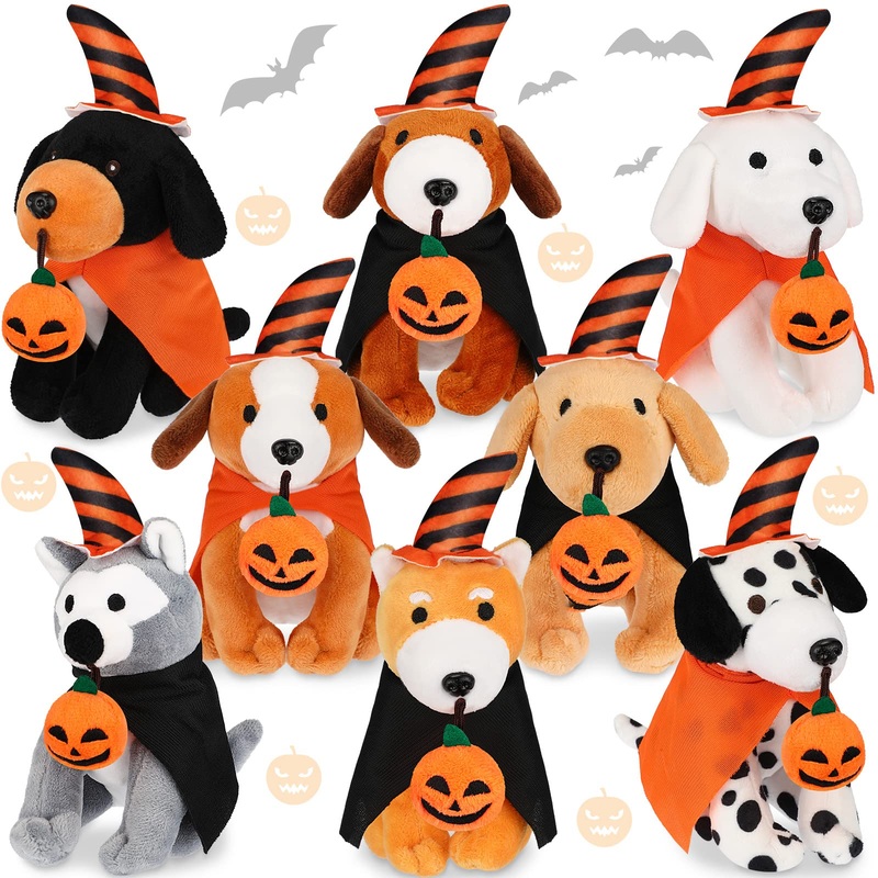8 Pieces Plush Pets 5 Inch Stuffed Animals Bulk Assorted Cute Stuffed Pet Animal Plush Toys Small Plush Animals For Kids Halloween School Classroom Animal Themed Party Supplies Decors (Santa Style)