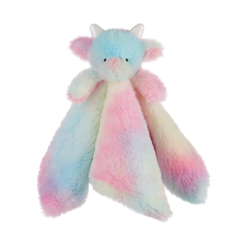 Apricot Lamb Stuffed Animals Colorful Dragon Blanket Infant Nursery Character Blanket Luxury Snuggler Plush Baby Lovey 13.4 Inches