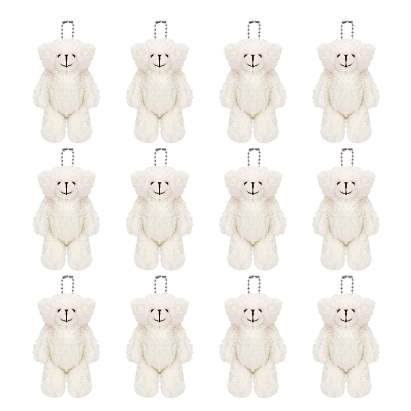 Cheeseandu 12Pack Teddy Bear Stuffed Animal, Plush Teddy Bear Stuffed Animal Bulk Toys Cute Small Teddy Bear Plush Toys, Little Stuffed Bear For Kids On Centerpiece Baby Shower, 4.3 Inches, White