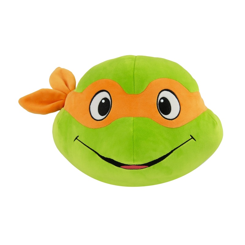 Club Mocchi Mocchi- Teenage Mutant Ninja Turtles Plush - Michelangelo Head Plushie - Squishy Tmnt Toys - Plush Collectible Tmnt Figures - Soft Plush Toys And Tmnt Room Decor - 15 Inch
