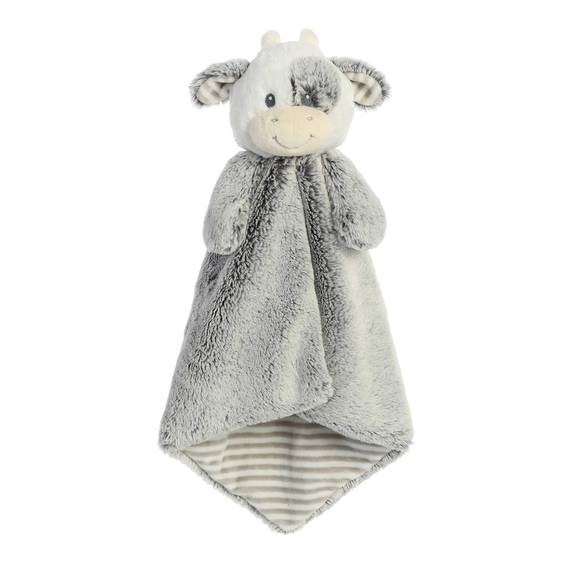 Ebba Aurora Snuggly Cuddlers Luvster Coby Cow Baby Stuffed Animal - Comforting Companion - Security And Sleep Aid - Gray 16 Inches