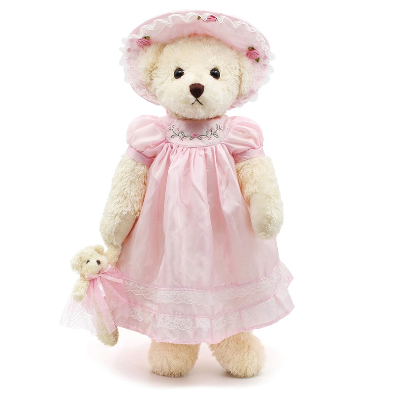 Oitscute Teddy Bears Baby Cute Soft Plush Stuffed Animal Toy For Girl Women 16' (Pink Lace)