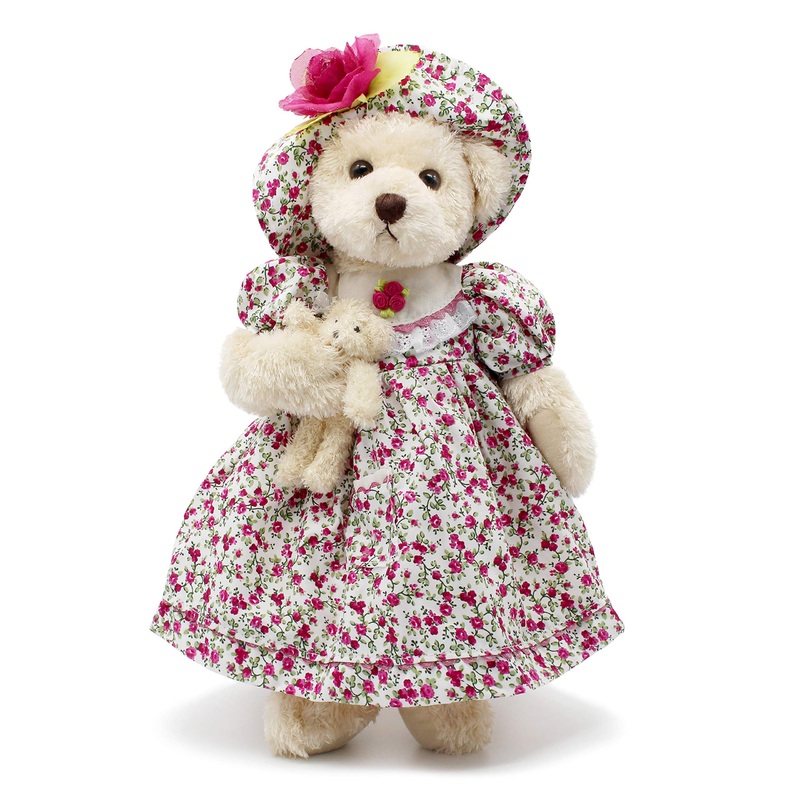 Oitscute Teddy Bears Baby Cute Soft Plush Stuffed Animal Toy For Girl Women 16' (Red Flower)